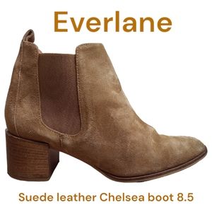 Everlane the heeled Chelsea boot suede leather block heel Chestnut women's 8.5